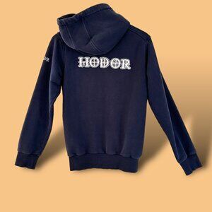 Game of Thrones - Hodor Heavyweight Hoodie - Navy Blue - Size Small -‎ Preowned